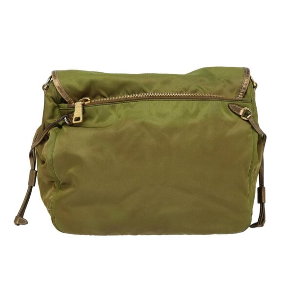PRADA Shoulder Bag Nylon Khaki Gold Auth - Picture 3 of 16